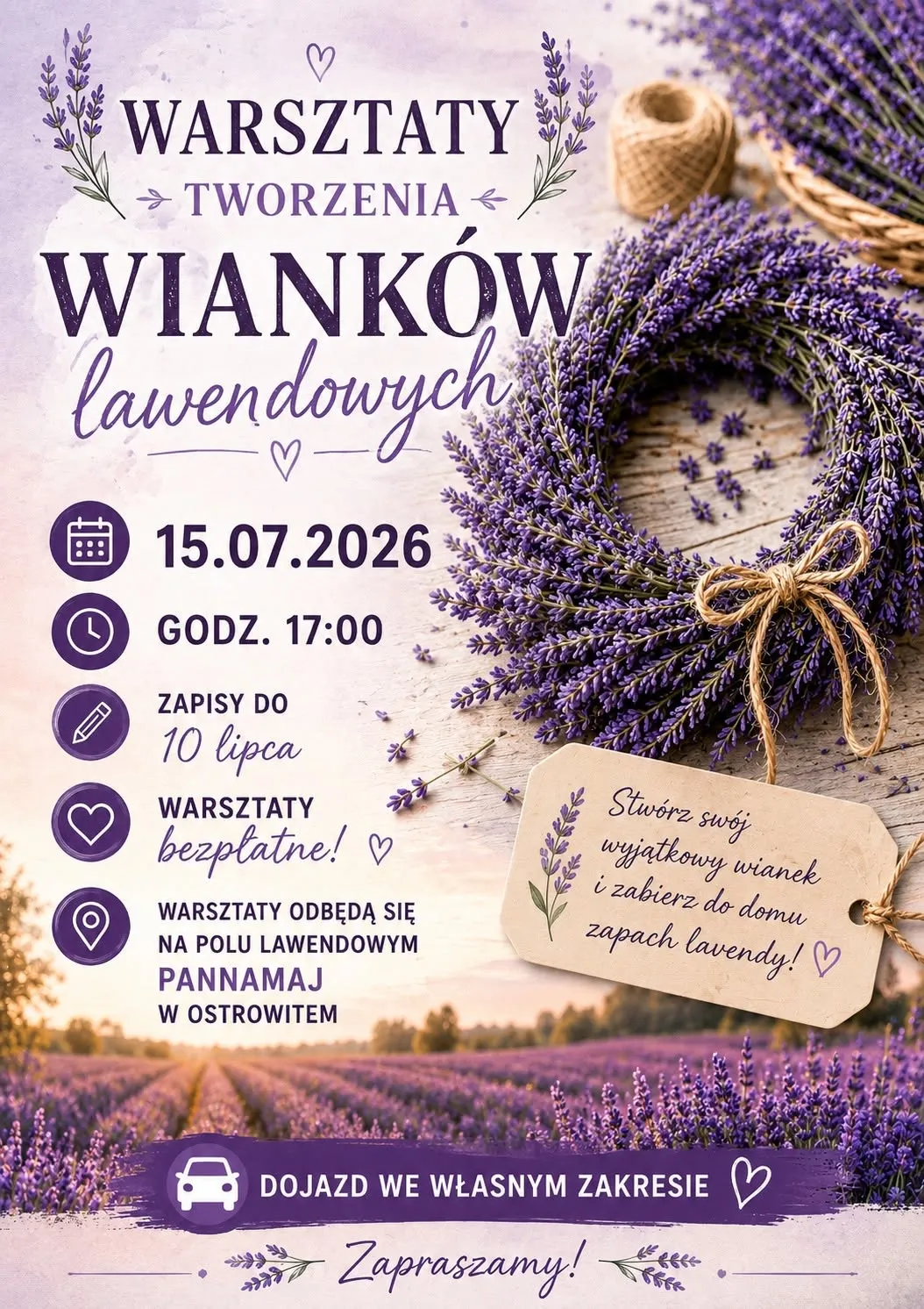 Warsztaty tworzenia wianków lawendowych