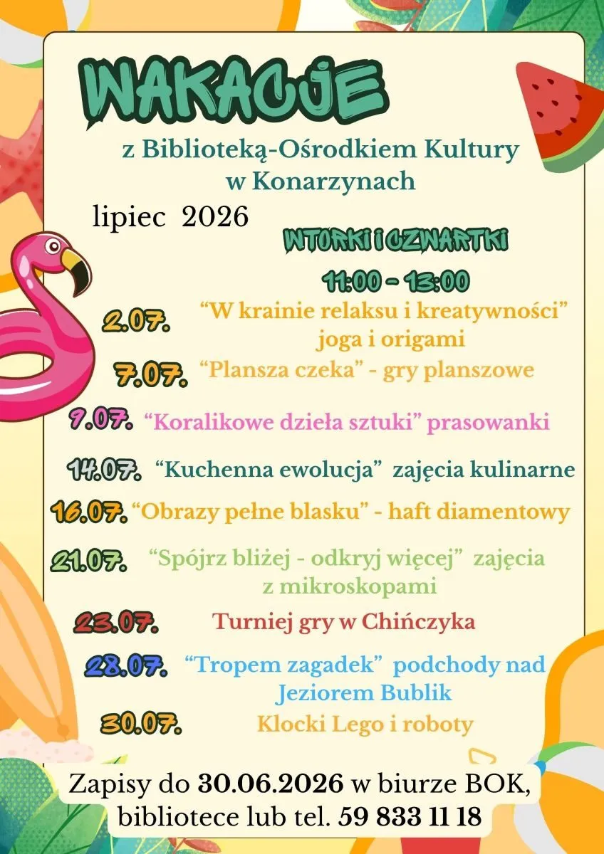 Wakacje z Biblioteką-Osrodkiem Kultury w Konarzynach